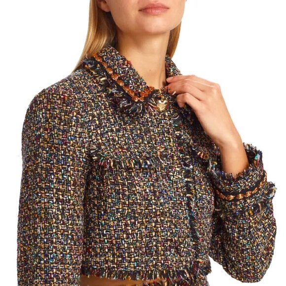 Cinq a Sept 'Odette' Cropped Confetti Tweed Jacket, Black Multi - Picture 1 of 5